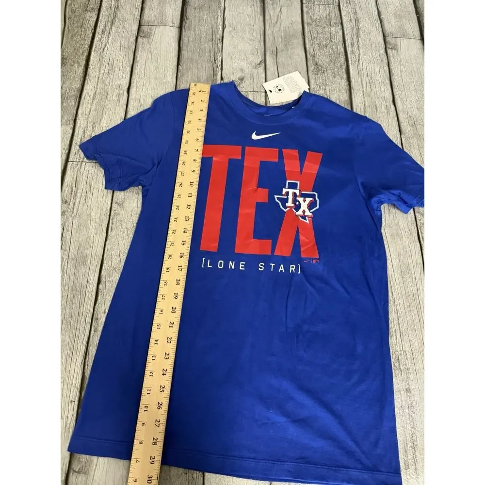 NWT Men's Nike Texas Rangers Scoreboard T-Shirt Sz Medium Royal Blue SS Cotton